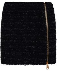 Balmain - Korte Tweed Rok Met Rits - Lyst