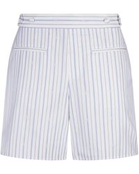 McQueen - Korte Broeken ,Wit ,Gestreepte Bermuda Shorts Met Skull Motif - Lyst