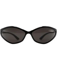 Balenciaga - Oval sonnenbrille in schwarz mit grauen gläsern - Lyst