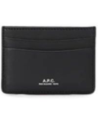 A.P.C. - Lederkartenhalter Mit Silbernem Logo - Lyst