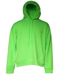 Dolce & Gabbana - Grüner kapuzenpullover mit geprägtem logo - Lyst