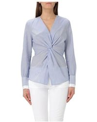 BOSS - Gerüschte Baumwollbluse - Lyst
