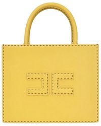 Elisabetta Franchi - Curry handtasche mit abnehmbarem riemen,gelbe handtasche für frauen,gelbe tote tasche mit doppel-c-logo - Lyst