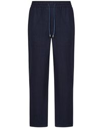 Sease - Pantaloni in lino blu con coulisse in alcantara - Lyst