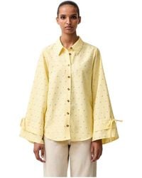 Never Fully Dressed - Overhemden ,Geel ,Polyester Citroen Pinstripe Shirt - Lyst