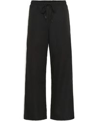 Kaffe - Broeken ,Zwart ,Polyester Sportieve Zwarte Broek Met Strepen - Lyst