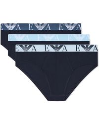 Emporio Armani - Drie-Pack Slips Met Opvallend Monogramlogo - Lyst