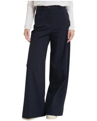 Rrd - Blauwe Palazzo Velvet Broek - Lyst