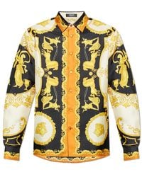 Versace - Camisa De Sarga De Seda Con Estampado - Lyst