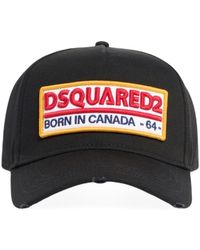 DSquared² - Accessoires ,Zwart ,Katoen Logo Patch Cap - Lyst