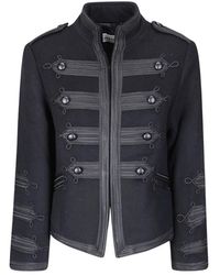 P.A.R.O.S.H. - P.A.R.O..H. ,Jassen ,Zwart ,Wol Gevlochten Militaire Jas - Lyst