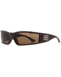 Balenciaga - Accessoires ,Bruin ,Nylon Sunset Rectangle Zonnebril - Lyst