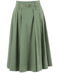 Liu Jo - Rokken ,Groen ,Katoen Poplin Midi Rok Met Verstelbare Riem - Lyst