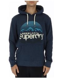 Superdry - Blauer Print Kapuzenpullover Herbst/Winter - Lyst