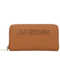 Love Moschino - Geldbörse aus kunstleder mit reißverschluss und metall-logo - Lyst