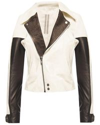 Rick Owens Leather Biker Jacket - Wit