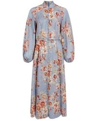 Zimmermann - Gebloemde Linnen Midi Jurk - Lyst