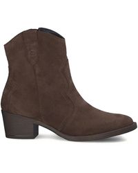 Tamaris - Braune lederstiefel mit blockabsatz - Lyst