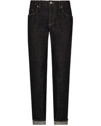Dolce & Gabbana - Jeans ,Blauw ,Katoen Logo Tag Jeans - Lyst