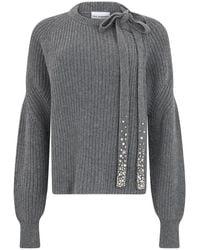 Des Phemmes - Rundhals-Pullover Mit Schleife Und Zierkristallen - Lyst