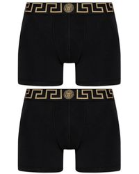 Versace - Ondergoed ,Zwart ,Katoen Greca Border Boxers - Lyst