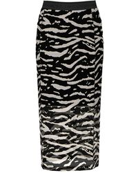 Marc Cain - Rokken ,Zwart ,Mesh Rok Met Dierenprint - Lyst