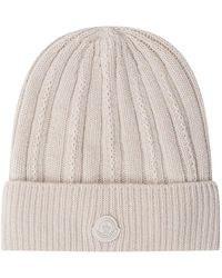 Moncler - Rippstrick-Mütze Mit Logo-Patch - Lyst