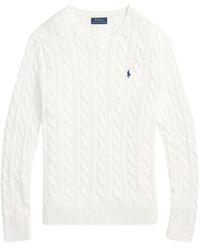 Ralph Lauren - Zopfmuster-Baumwollpullover Mit Rundhalsausschnitt - Lyst