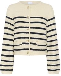 Saint Tropez - Truien & Vesten ,Wit ,Wol Larna Cardigan Met Ronde Hals - Lyst