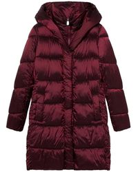 Oltre - Lange Nylon Gewatteerde Jas Met Capuchon - Lyst