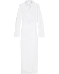 Max Mara - Kleedjes ,Wit ,Katoen Witte Chemisier Jurk Met Plooimotief - Lyst