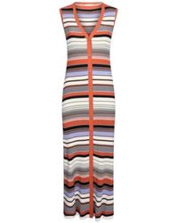 Liu Jo - Bunte Strickkleid Mit V-Ausschnitt - Lyst