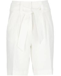 Peserico - Weiße Leinen-Bermuda-Shorts Mit Gürtel - Lyst
