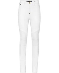 Philipp Plein - Jeans ,Wit ,Denim Denim High Waist Biker - Lyst