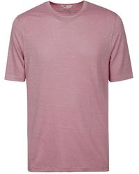 FILIPPO DE LAURENTIIS - Rosa Leinen T-Shirt Mit Kurzen Ärmeln - Lyst