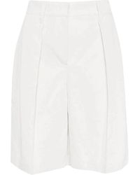 Brunello Cucinelli - Weiße baumwoll- und leinenshorts,weiße gabardine shorts mit monili ketten-detail - Lyst