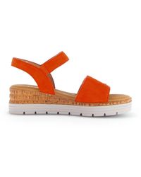 Gabor - Schoenen ,Oranje ,Suède Oranje Suède Sandaal Met Velcro Sluiting - Lyst
