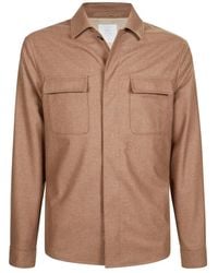 Eleventy - Jassen ,Bruin ,Wol Wol Zijde Kasjmier Jas Shirt - Lyst