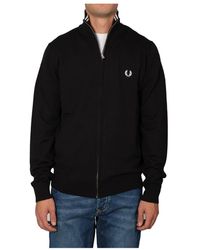 Fred Perry - Hoodies & Sweatvesten ,Zwart Cardigan Met Olledige Rits - Lyst