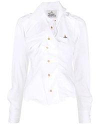 Vivienne Westwood - Camicia bianca in cotone con logo orb - Lyst