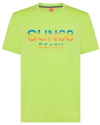 Sun 68 - Tops ,Groen ,Katoen Gele Katoenen Grote Logo T-Shirt - Lyst