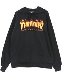 Thrasher - Hoodies & Sweatvesten ,Zwart ,Katoen Flame Hoodie - Lyst