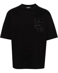 DSquared² - T-shirt con paillettes logo nero - Lyst