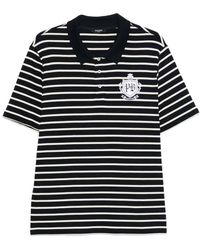 Balmain - Tops ,Zwart ,Zwarte Gestreepte Logo Detail Trui - Lyst