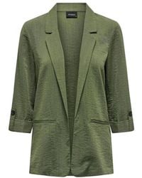 ONLY - Jassen ,Groen ,Polyester Groene Viscose Blazer Revers Jas - Lyst