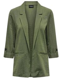 ONLY - Jassen ,Groen ,Polyester Groene Viscose Blazer Revers Jas - Lyst