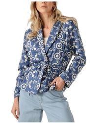 Ydence - Blauwe Kimono Stijl Blazer - Lyst