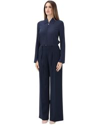 Patrizia Pepe - Jumpsuits & Playsuits ,Blauw ,Polyester Elegante Blauwe Jumpsuit Met Riem - Lyst