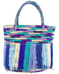 Sensi Studio - Blauwe Franje Baby Tote Tas - Lyst