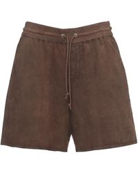 P.A.R.O.S.H. - Korte Broeken ,Bruin ,Leer Suede Leren Shorts - Lyst